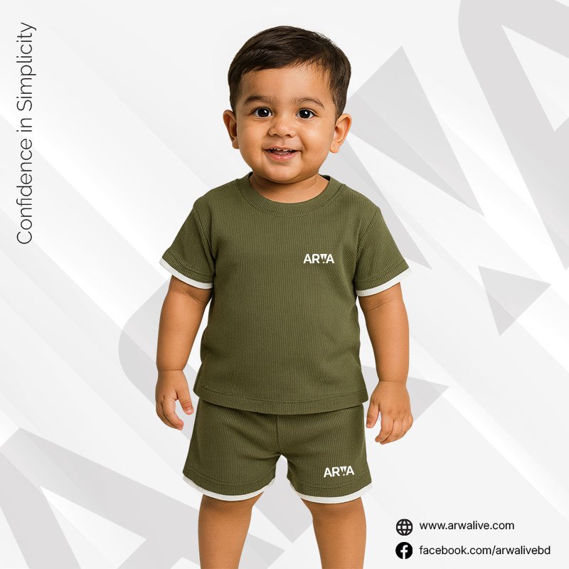 Baby Boy T-Shirt & Shorts Summer Set – Teal Green - Image 2